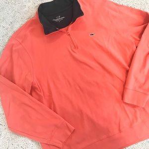 VINEYARD VINES Coral Pink Quarter Zip